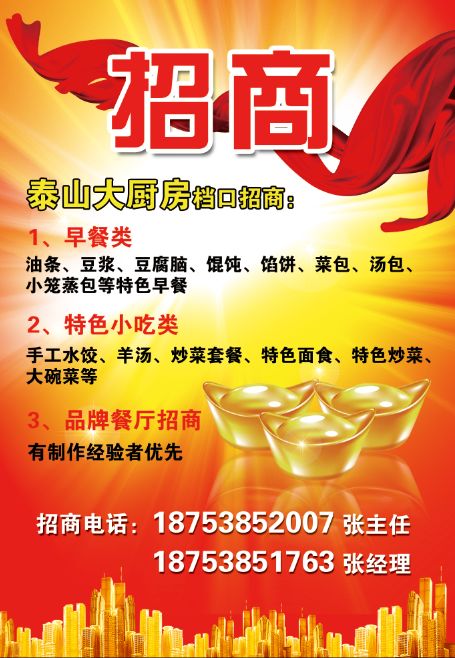 泰山大廚房檔口招商，歡迎致電詳詢！